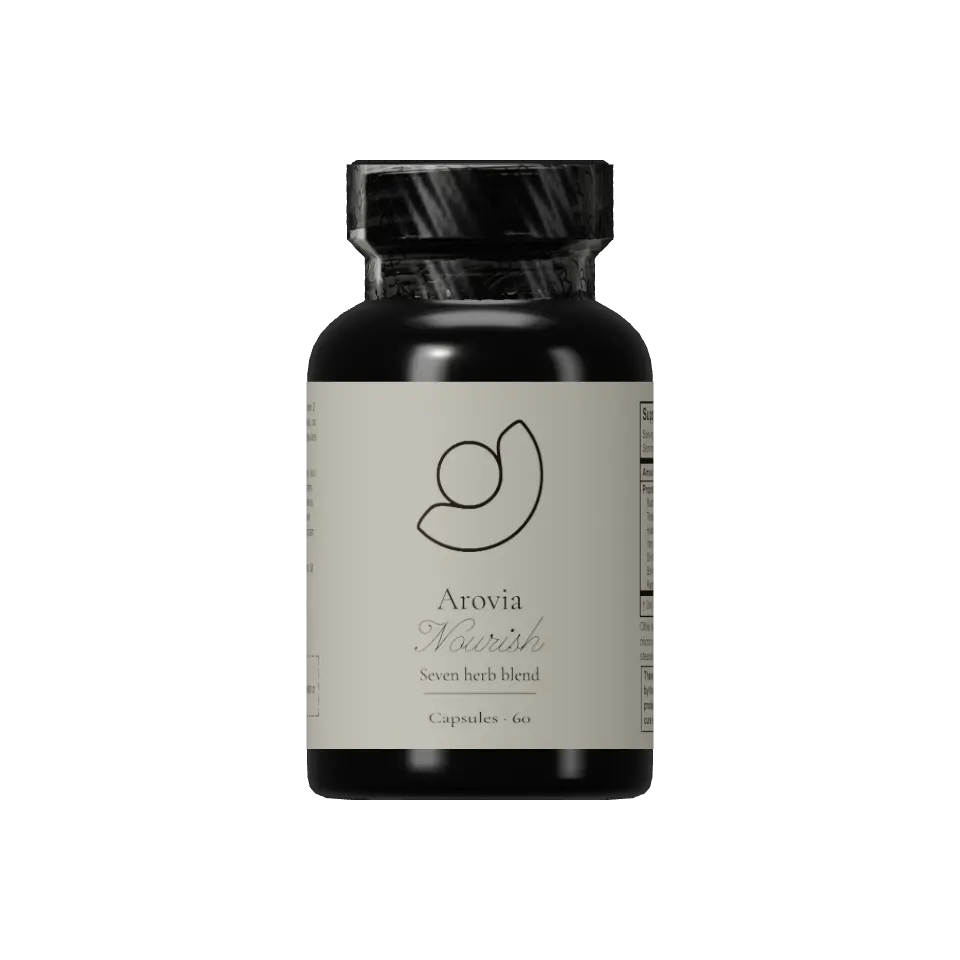 Nourish — dark capsule bottle with its printed label