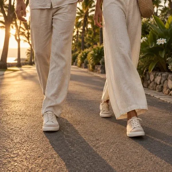 Two people on an easy evening walk