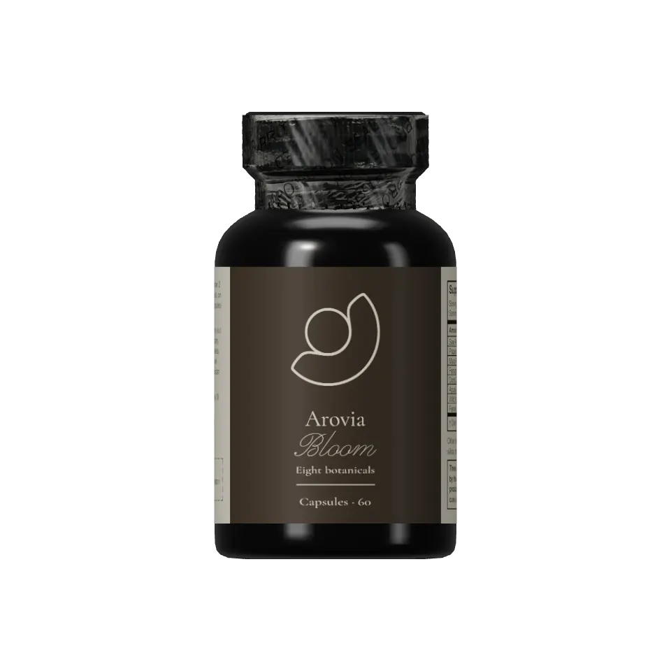 Bloom — dark capsule bottle with its printed label