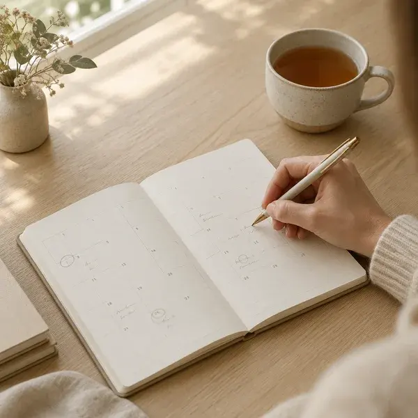 Writing notes in a monthly calendar