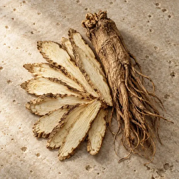 Sliced dried dong quai root